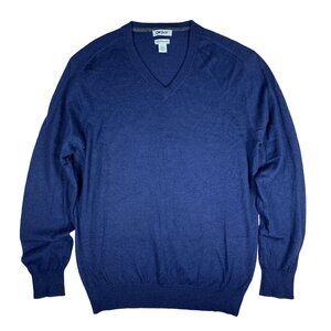 DKNY Merino Wool Blend V Neck Sweater Large